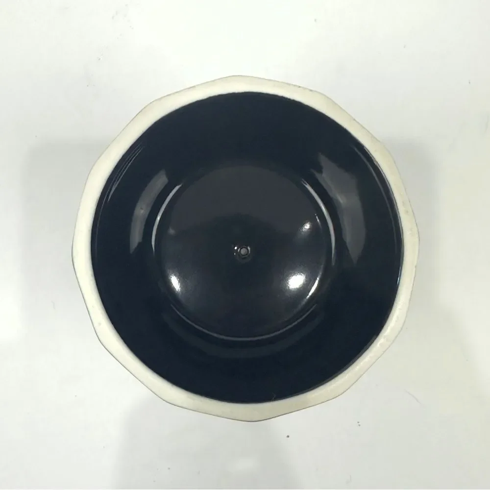 Ceramic raised pet food bowl black dog or cat